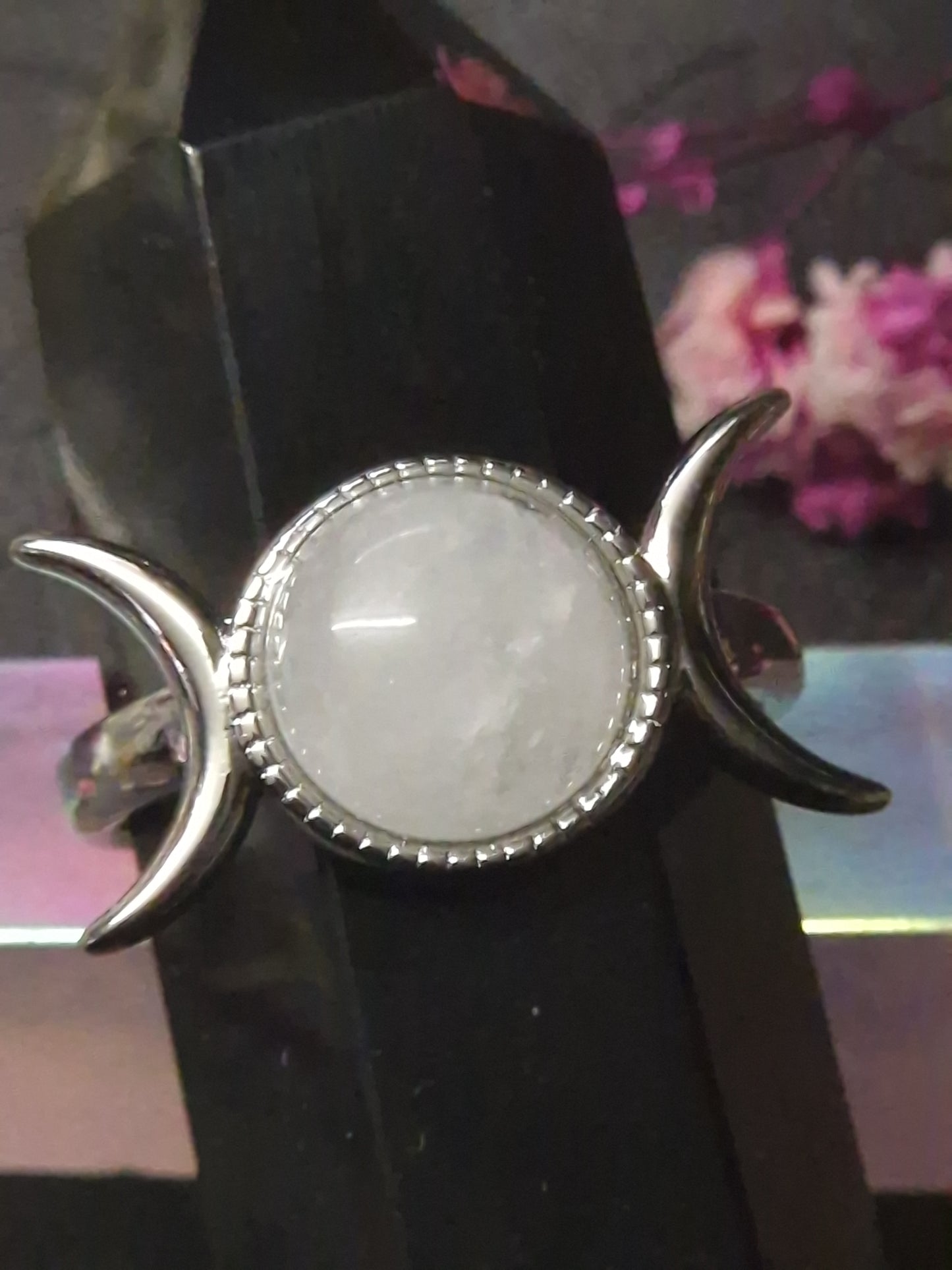 Triplemoon Ring Quarzstein