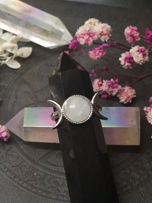 Triplemoon Ring Quarzstein