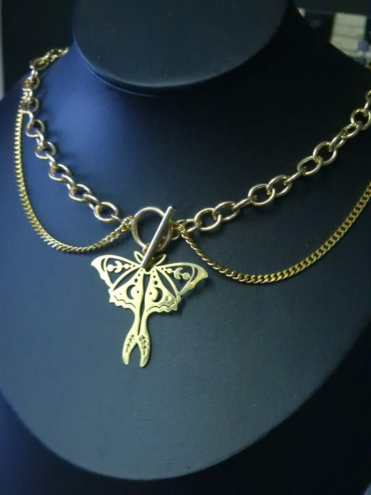 Chunky Luna Moth Kette gold