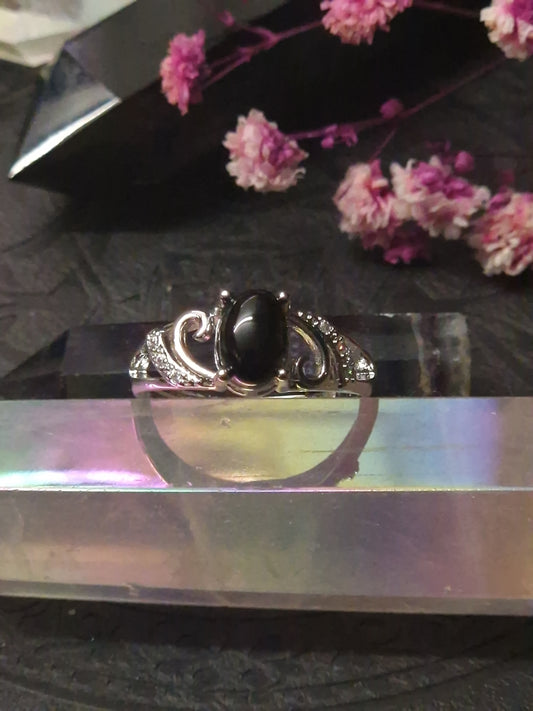 Schwarzer Achat Ring silber