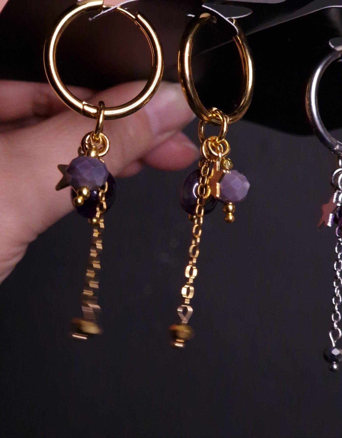 Amethyst Hoops gold