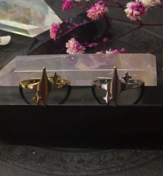 Stern Edelstahl Ring I gold & silber