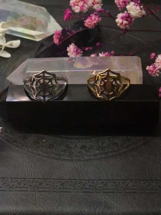 Spinnennetz Edelstahl Ring I gold & silber