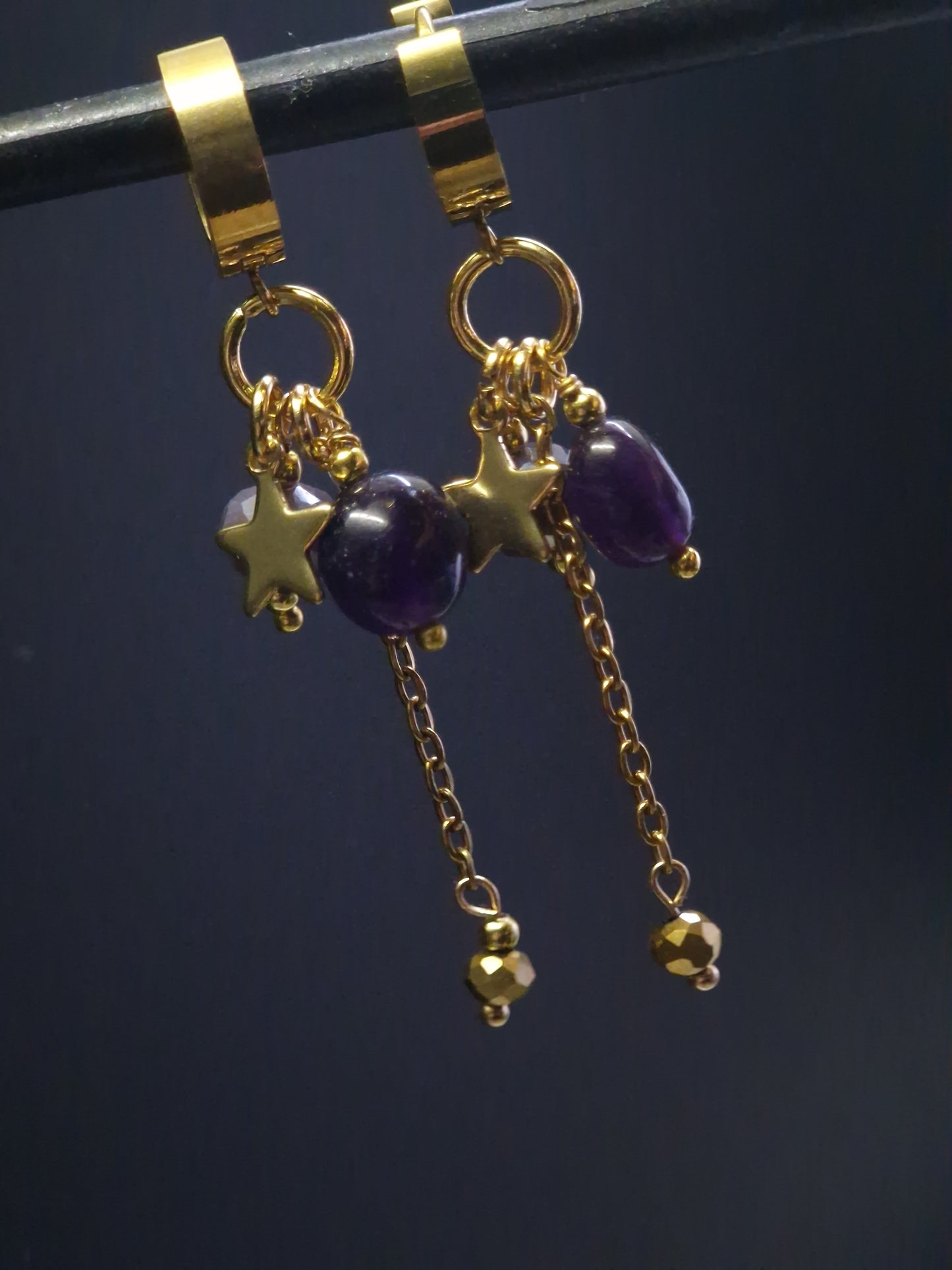 Amethyst Hoops gold