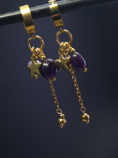 Amethyst Hoops gold